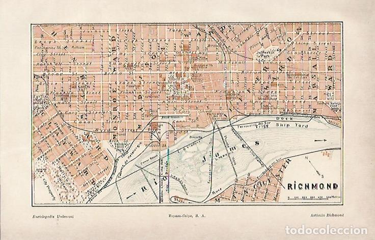 Otros art&iacute;culos de coleccionismo en papel: LAMINA ESPASA 6572: Plano de Richmond Estados Unidos - Varios Autores