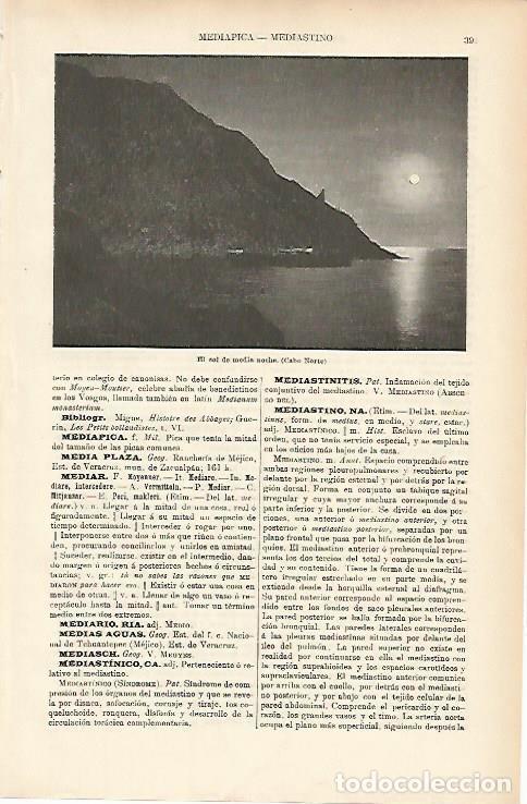 Otros art&iacute;culos de coleccionismo en papel: LAMINA ESPASA 11931: El sol de media noche en Cabo Norte - Varios