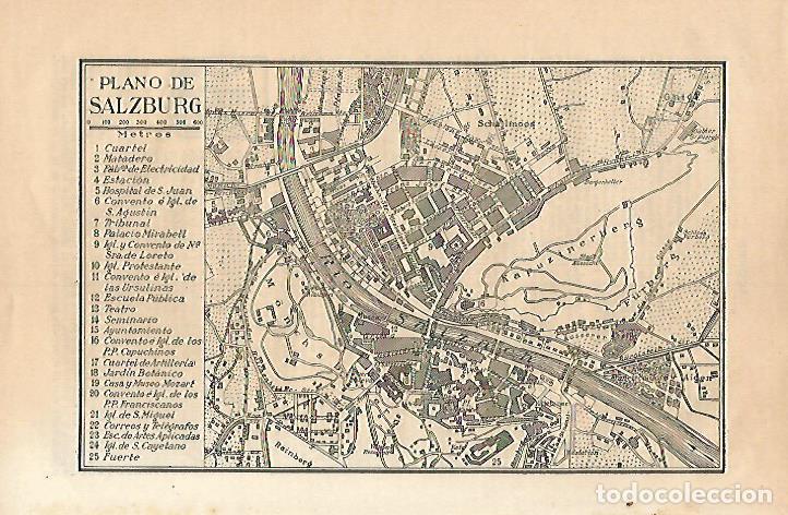 Otros art&iacute;culos de coleccionismo en papel: LAMINA ESPASA 18227: Plano de Salzburg Austria - Varios