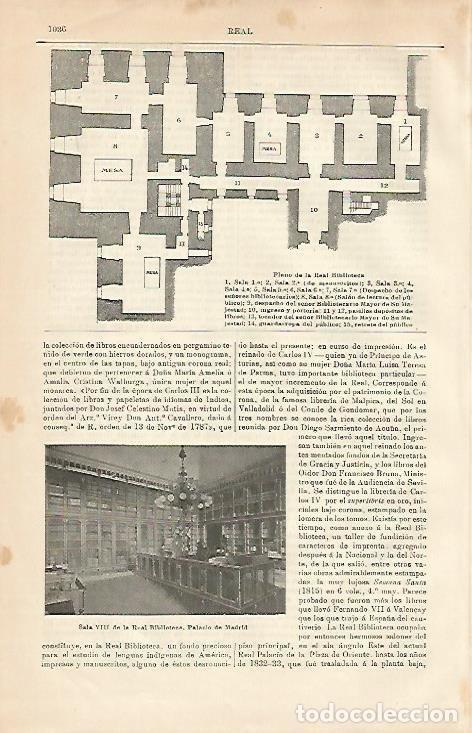 Otros art&iacute;culos de coleccionismo en papel: LAMINA ESPASA 5093: Plano de la Real Biblioteca del Palacio de Madrid - Varios Autores
