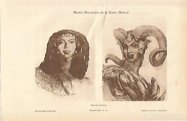 Otros art&iacute;culos de coleccionismo en papel: LAMINA ESPASA 4898: Figuras alegoricas por Martin Fernandez de la Torre - Varios Autores