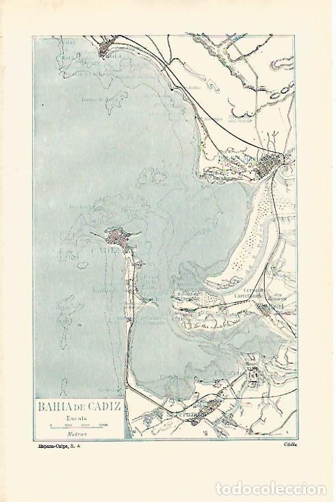 Otros art&iacute;culos de coleccionismo en papel: LAMINA ESPASA 14649: Mapa de la bahia de Cadiz - Varios