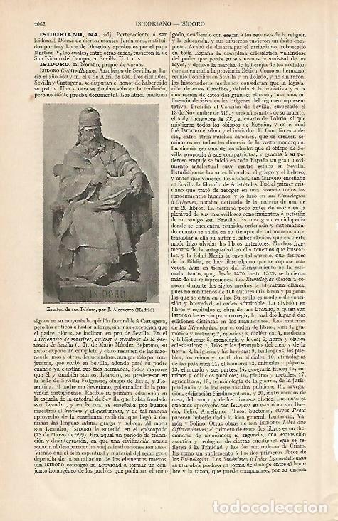 Otros art&iacute;culos de coleccionismo en papel: LAMINA ESPASA 7250: Estatua de San Isidoro - Varios