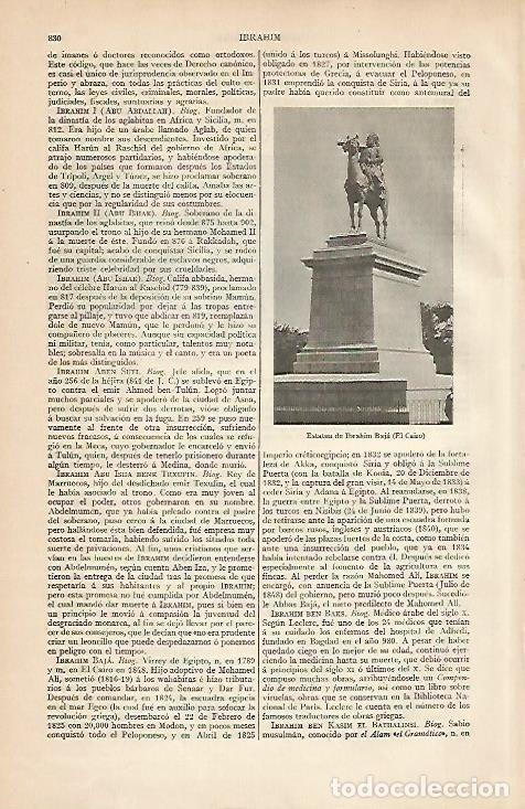 Otros art&iacute;culos de coleccionismo en papel: LAMINA ESPASA 4521: Estatua de Ibrahim Baja en El Cairo - Varios Autores