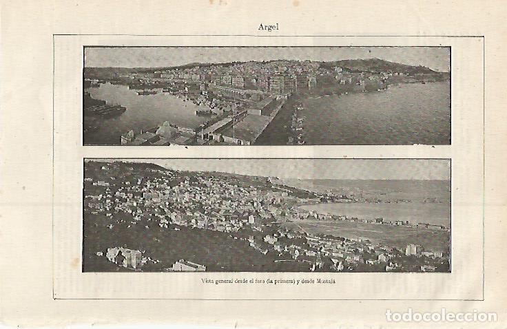 Otros art&iacute;culos de coleccionismo en papel: LAMINA ESPASA 12750: Vista desde el faro de Argel y desde Mustafa - Varios