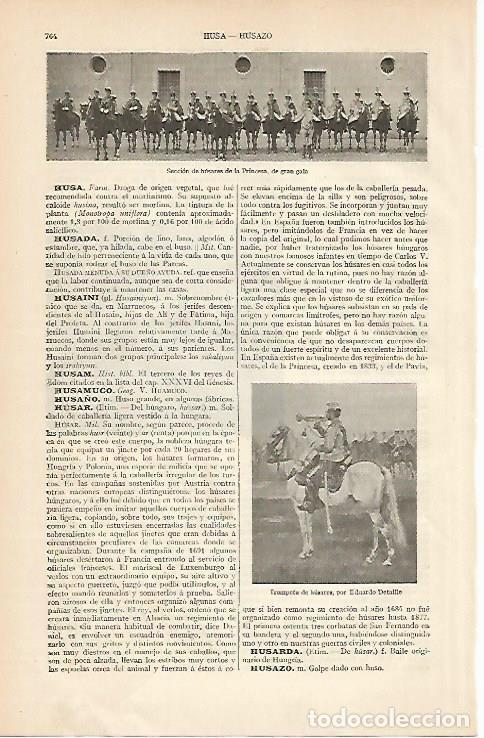 Otros art&iacute;culos de coleccionismo en papel: LAMINA ESPASA 4512: Seccion de husares de la Princesa - Varios Autores