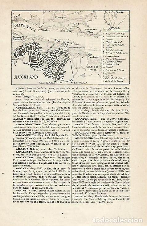 Otros art&iacute;culos de coleccionismo en papel: LAMINA ESPASA 12976: Plano de Auckland Estados Unidos - Varios
