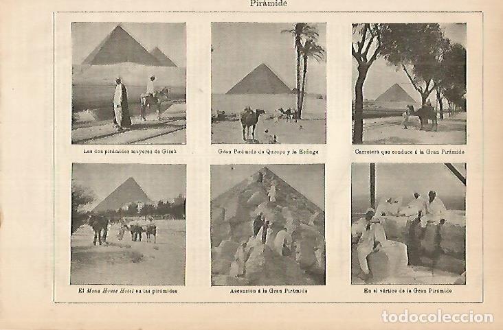 Otros art&iacute;culos de coleccionismo en papel: LAMINA DE ESPASA 457: Vistas de las piramides de Gizeh Egipto - Varios autores