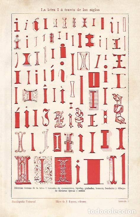 Otros art&iacute;culos de coleccionismo en papel: LAMINA ESPASA 4516: La letra I a traves de los siglos - Varios Autores