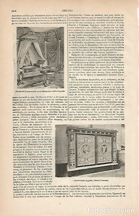 Otros art&iacute;culos de coleccionismo en papel: LAMINA ESPASA 4551: Muebles estilo imperio - Varios Autores