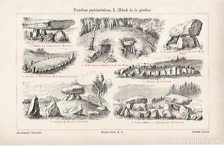 Otros art&iacute;culos de coleccionismo en papel: LAMINA ESPASA 942: Tumbas prehistoricas - Varios Autores