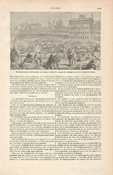 Otros art&iacute;culos de coleccionismo en papel: LAMINA ESPASA 4555: Revista de material de incendios en 1865 en Leipzig - Varios Autores
