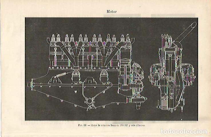 Otros art&iacute;culos de coleccionismo en papel: LAMINA ESPASA 8837: Motor de aviacion Benz de 160 HP - Varios