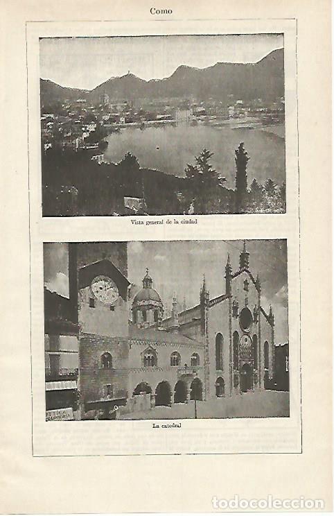 Otros art&iacute;culos de coleccionismo en papel: LAMINA ESPASA 14533: Vistas de Como Italia - Varios