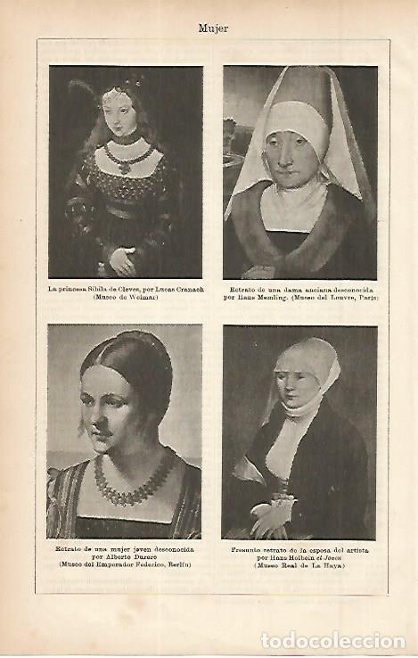 Otros art&iacute;culos de coleccionismo en papel: LAMINA ESPASA 11463: Retratos de mujer por Cranach Memling Durero y Holbein el Joven - Varios