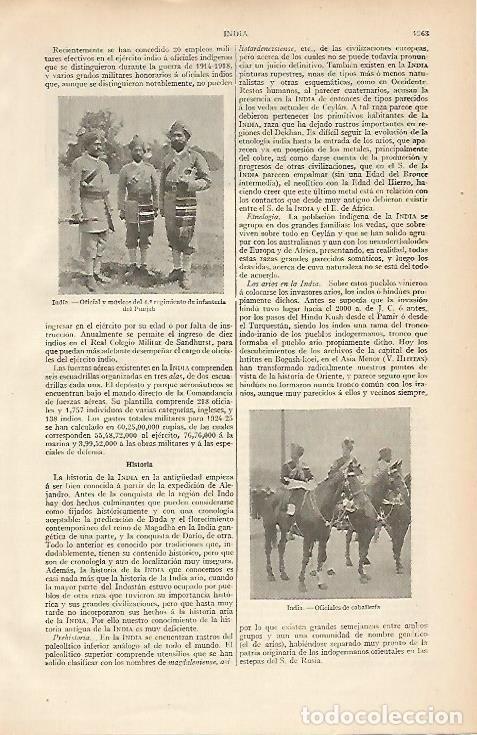 Otros art&iacute;culos de coleccionismo en papel: LAMINA ESPASA 4571: Oficiales del 4a; regimiento de Infanteria del Punjab India - Varios Autores