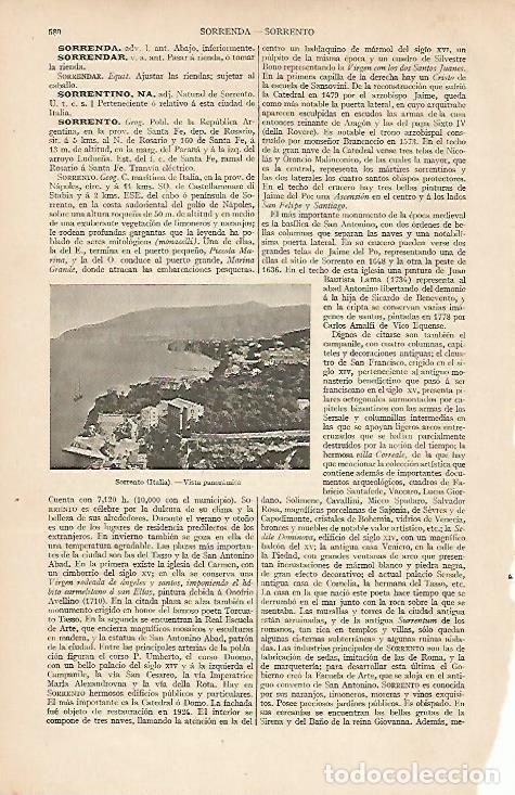 Otros art&iacute;culos de coleccionismo en papel: LAMINA ESPASA 7463: Vista panoramica de Sorrento Italia - Varios