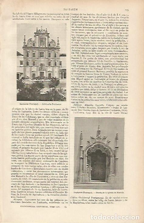 Otros art&iacute;culos de coleccionismo en papel: LAMINA ESPASA 19435: Seminario de Santarem Portugal - Varios