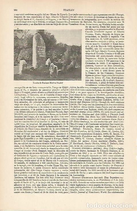 Otros art&iacute;culos de coleccionismo en papel: LAMINA ESPASA 7414: Tumba de E. Morton Stanley - Varios