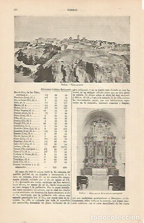Otros art&iacute;culos de coleccionismo en papel: LAMINA ESPASA 7493: Vista general de Sorbas Almeria - Varios
