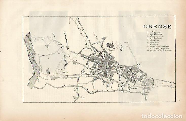 Otros art&iacute;culos de coleccionismo en papel: LAMINA ESPASA 7552: Plano de Orense - Varios