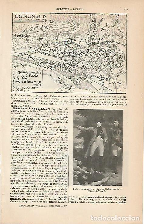 Otros art&iacute;culos de coleccionismo en papel: LAMINA ESPASA 7859: Plano de Esslingen Austria - Varios