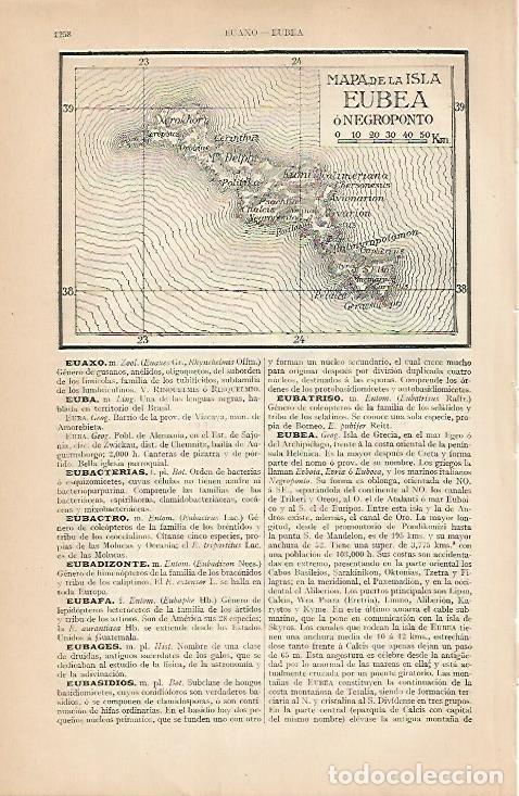 Otros art&iacute;culos de coleccionismo en papel: LAMINA ESPASA 7952: Mapa de la isla de Eubea Grecia - Varios