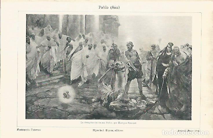 Otros art&iacute;culos de coleccionismo en papel: LAMINA ESPASA 7671: La decapitacion de San Pablo por Simonet - Varios
