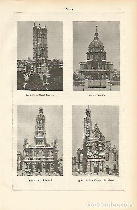 Otros art&iacute;culos de coleccionismo en papel: LAMINA ESPASA 2271: Edificios importantes de Paris - Varios Autores