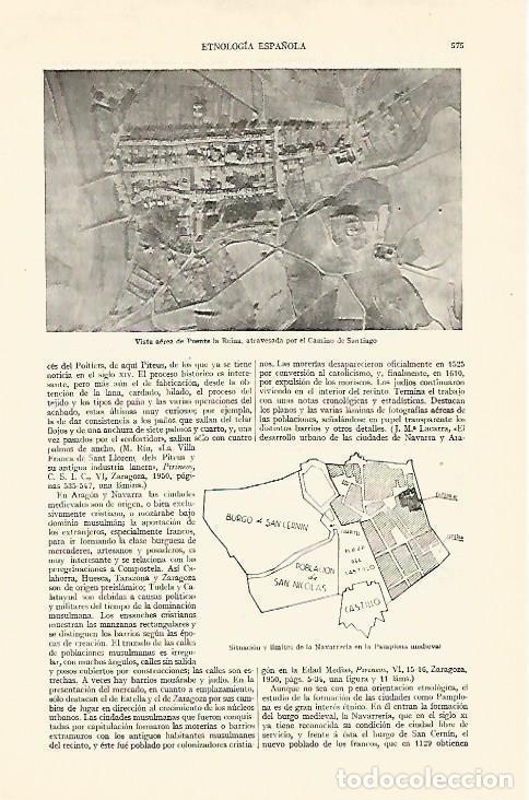 Otros art&iacute;culos de coleccionismo en papel: LAMINA ESPASA 21971: Vista aerea de Puente la Reina - Varios