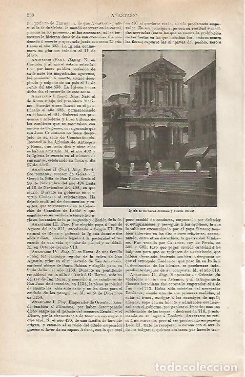 Otros art&iacute;culos de coleccionismo en papel: LAMINA ESPASA 23731: Iglesia de los Santos Anastasio y Vicente en Roma - Varios