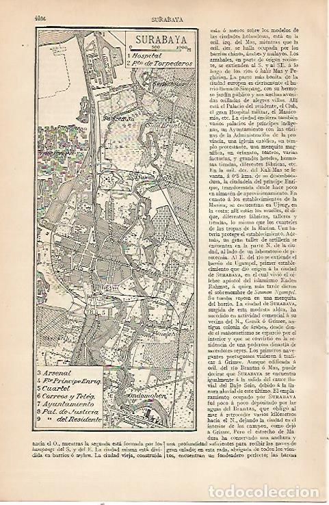 Otros art&iacute;culos de coleccionismo en papel: LAMINA ESPASA 22586: Plano de Surabaya - Varios