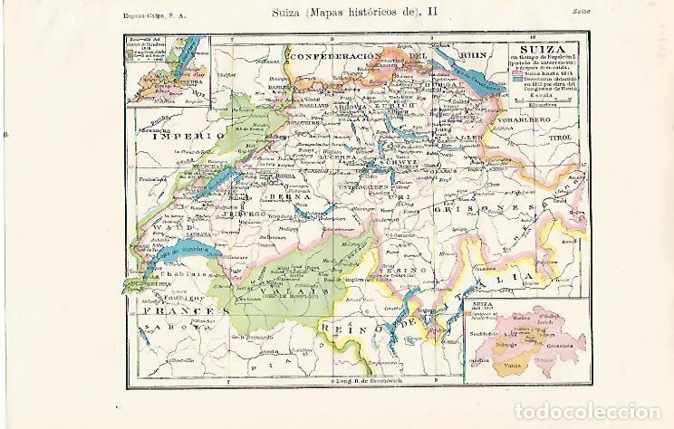 Otros art&iacute;culos de coleccionismo en papel: LAMINA ESPASA 22755: Mapa de Suiza en tiempos de Napoleon - Varios