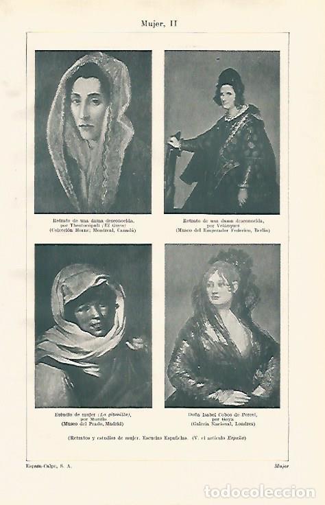 Otros art&iacute;culos de coleccionismo en papel: LAMINA ESPASA 24475: Retratos y estudios de mujer. Escuela Espa&ntilde;ola - Varios