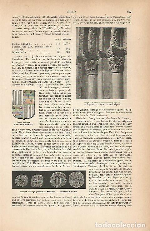 Otros art&iacute;culos de coleccionismo en papel: LAMINA ESPASA 25161: escudo y monedas de Berga - Varios