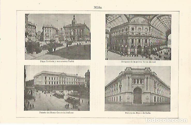 Otros art&iacute;culos de coleccionismo en papel: LAMINA ESPASA 23971: Vistas de Milan - Varios