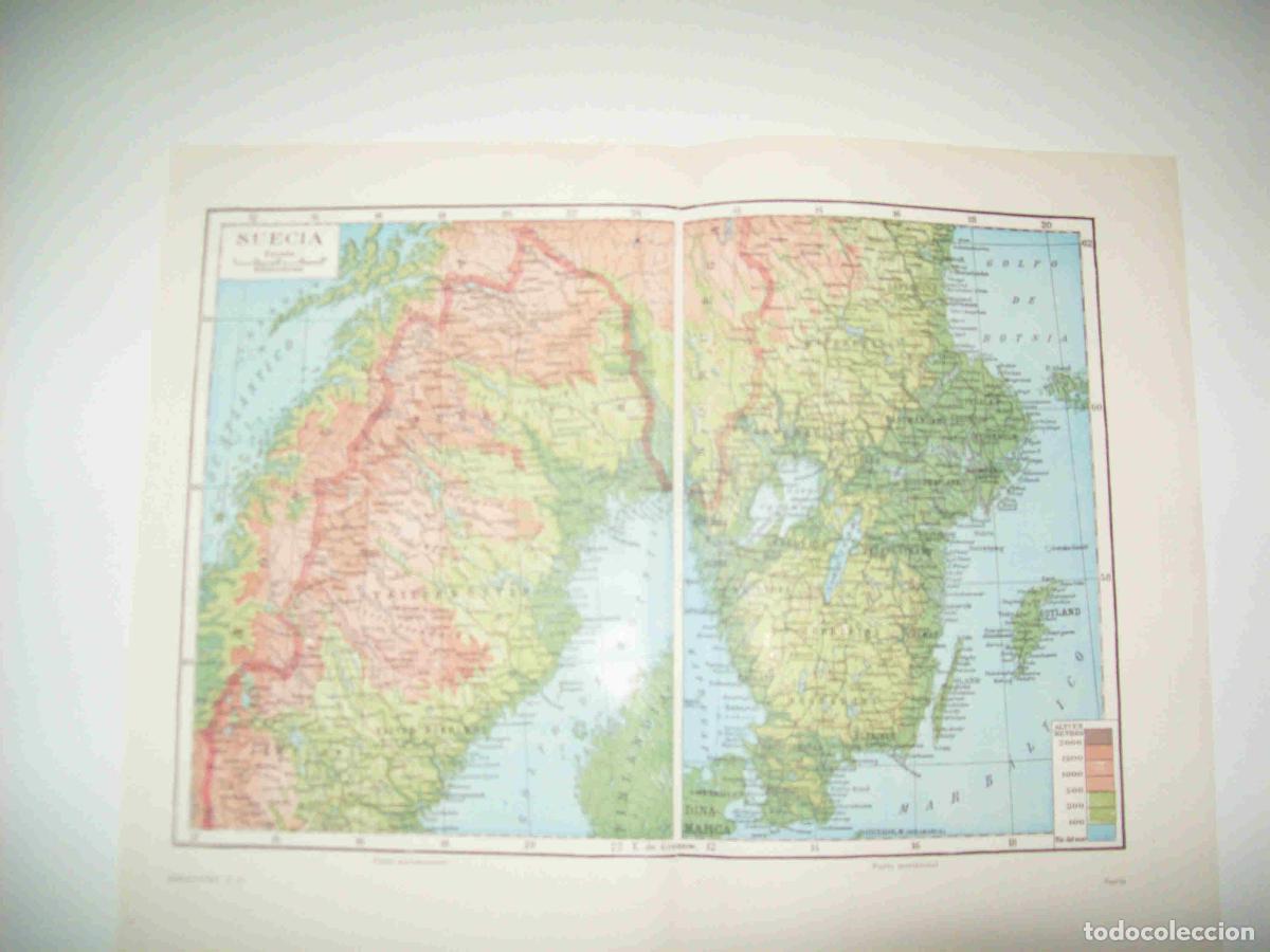 Otros art&iacute;culos de coleccionismo en papel: LAMINA ESPASA 22524: Mapa de Suecia - Varios