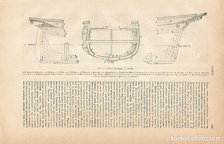 Otros art&iacute;culos de coleccionismo en papel: LAMINA ESPASA 3064: Casco de buque de madera - Varios Autores