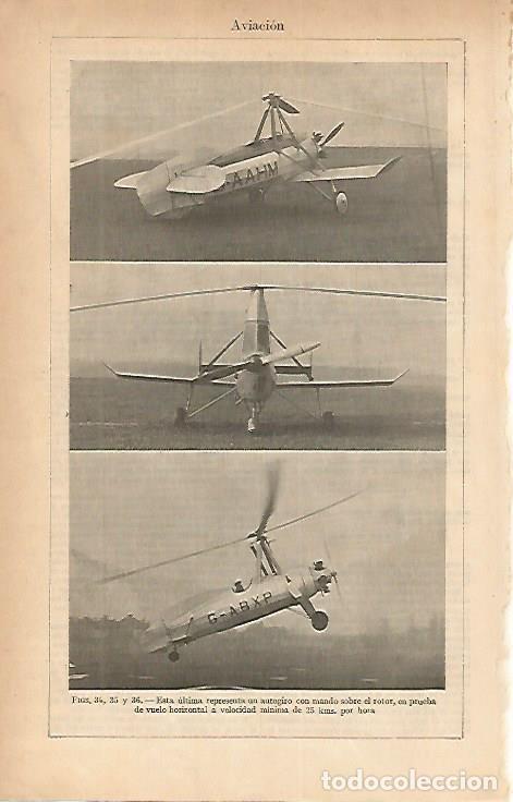 Otros art&iacute;culos de coleccionismo en papel: LAMINA DE ESPASA 323: Autogiro - Varios autores