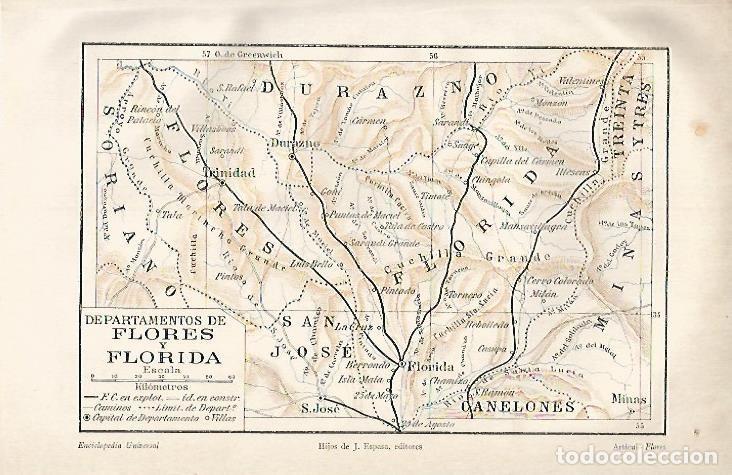 Otros art&iacute;culos de coleccionismo en papel: LAMINA ESPASA 3383: Mapa de Flores y Florida Mexico - Varios Autores