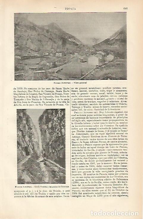 Otros art&iacute;culos de coleccionismo en papel: LAMINA ESPASA 3634: Vista genreal de Proaza Asturias - Varios Autores