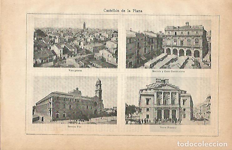 Otros art&iacute;culos de coleccionismo en papel: LAMINA ESPASA 3045: Vistas de Castellon de la Plana - Varios Autores