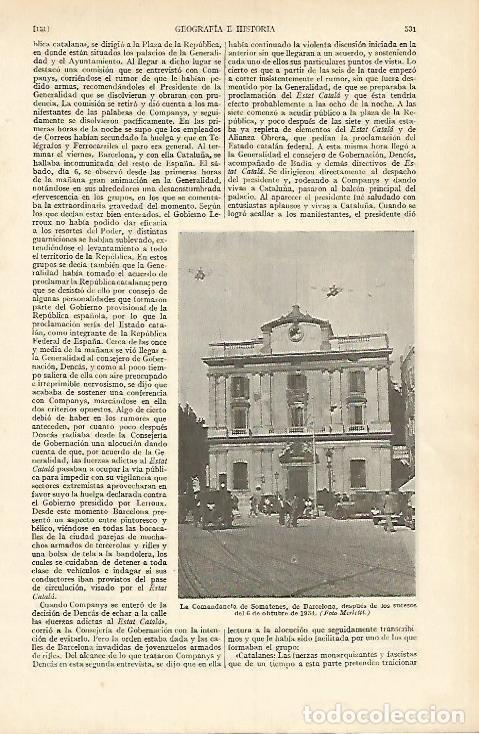 Otros art&iacute;culos de coleccionismo en papel: LAMINA DE ESPASA 334: Comandancia de Somatenes Barcelona - Varios autores