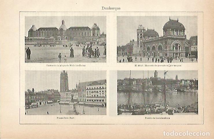 Otros art&iacute;culos de coleccionismo en papel: LAMINA ESPASA 3177: Vistas de Dunquerque Francia - Varios Autores