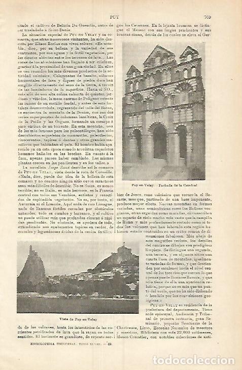 Otros art&iacute;culos de coleccionismo en papel: LAMINA ESPASA 3802: Vistas de Puy en Velay Francia - Varios Autores