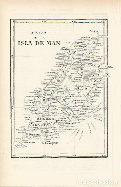 Otros art&iacute;culos de coleccionismo en papel: LAMINA ESPASA 3941: Mapa de la isla de Man Gran Breta&ntilde;a - Varios Autores