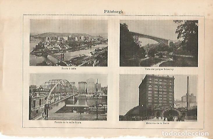 Otros art&iacute;culos de coleccionismo en papel: LAMINA ESPASA 3258: Vistas de Pittsburg Estados Unidos - Varios Autores