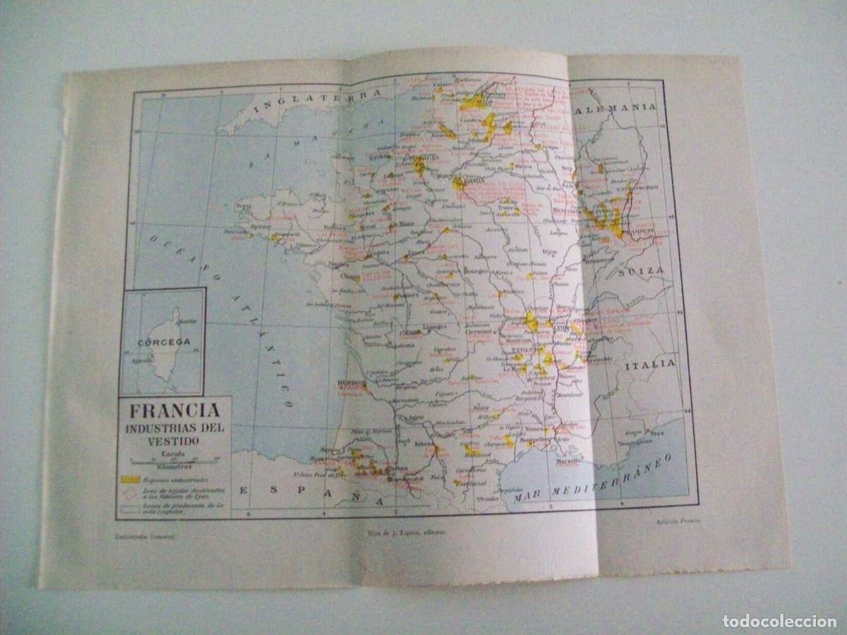 Otros art&iacute;culos de coleccionismo en papel: LAMINA ESPASA 3479: Mapa de industrias del vestido de Francia - Varios Autores
