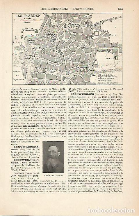 Otros art&iacute;culos de coleccionismo en papel: LAMINA ESPASA 9109: Plano de Leeuwarden Holanda - Varios