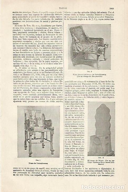 Otros art&iacute;culos de coleccionismo en papel: LAMINA ESPASA 20504: Trono de Tutankhamon y Trono de Knossos - Varios